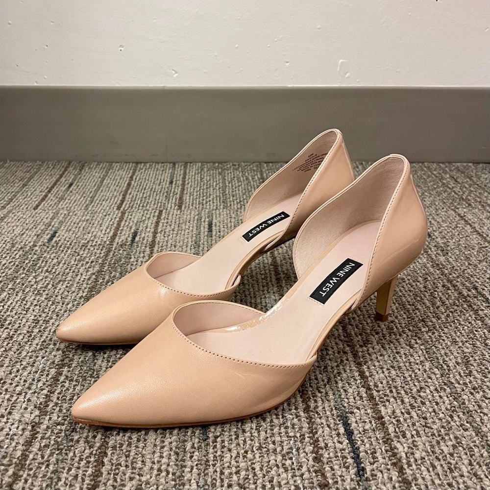 👠 Nine West leather nude heels